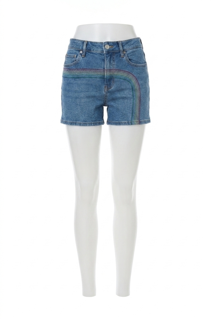 NEW DEAR JOHN DENIM rainbow row gigi shorts in medium wash